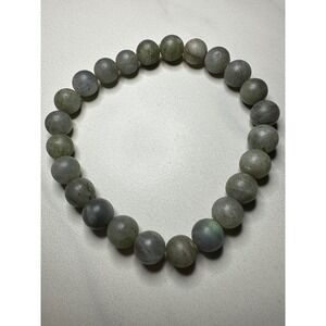 Natural Matte Labradorite Beaded Stretch Bracelet 8mm Round Iridescent Gemstone